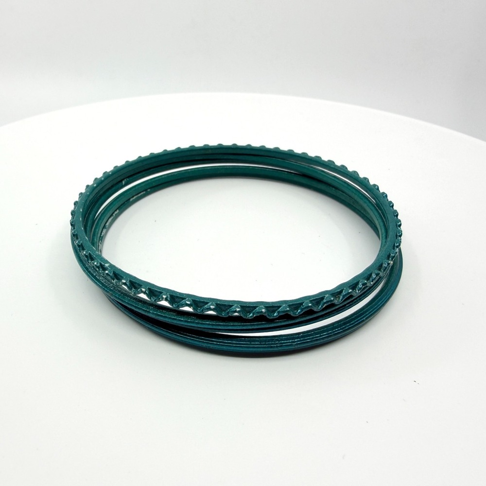 Vintage Y2K Teal Metallic Chevron Bangle Bracelets Set of 5 Boho